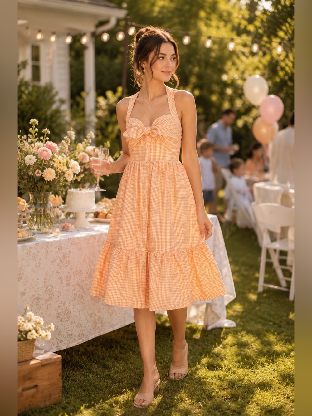 Maeve Halter Bow Front MIDI dress